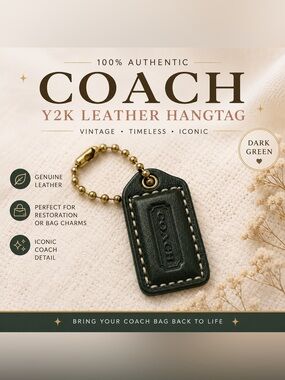 Coach Mini Dark Green Leather Hang Tag • Contrast Stitching